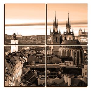 Obraz na plátne - Panoramatický pohľad na starú Prahu - štvorec 3256FE (60x60 cm)