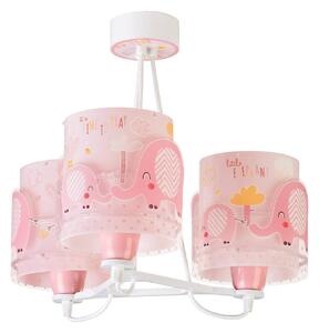 Detská závesná lampa Little Elephant, 3 svetlá, ružová