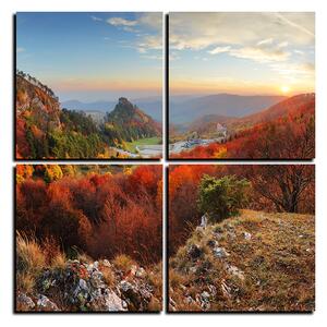 Obraz na plátne - Jesenná krajina pri západe slnka, Slovensko, Vrsatec - štvorec 3260E (60x60 cm)