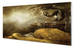Nástenný panel  Dragon horské mraky zlato 100x50 cm