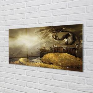 Nástenný panel  Dragon horské mraky zlato 100x50 cm