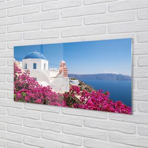 Nástenný panel  Grécko kvety morské stavby 100x50 cm