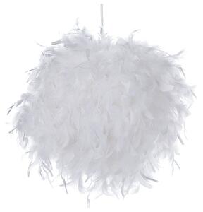 Závesná lampa biela okrúhle tienidlo z peria guľaté svietidlo glamour moderný štýl