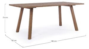 MUZZA Záhradný stôl lasgo 180 x 90 cm hnedý