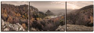 Obraz na plátne - Jesenná krajina pri západe slnka, Slovensko, Vrsatec - panoráma 5260FC (90x30 cm)