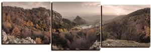 Obraz na plátne - Jesenná krajina pri západe slnka, Slovensko, Vrsatec - panoráma 5260FD (150x50 cm)
