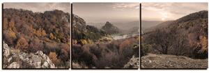 Obraz na plátne - Jesenná krajina pri západe slnka, Slovensko, Vrsatec - panoráma 5260FB (90x30 cm)