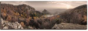 Obraz na plátne - Jesenná krajina pri západe slnka, Slovensko, Vrsatec - panoráma 5260FA (105x35 cm)