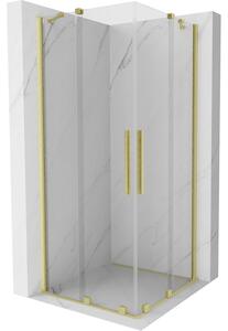 Mexen Velar Duo sprchová kabína, posuvné dvere 100 x 100 cm, Priehľadné, Zlatá kefovaná- 871-100-100-02-55