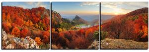 Obraz na plátne - Jesenná krajina pri západe slnka, Slovensko, Vrsatec - panoráma 5260B (90x30 cm)