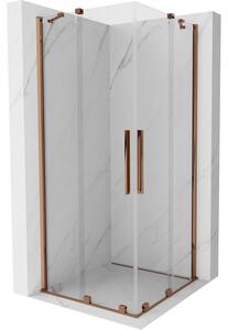 Mexen Velar Duo sprchová kabína, posuvné dvere 100 x 100 cm, Priehľadné, Zlatoružová - 871-100-100-02-60