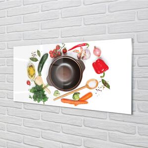 Sklenený obklad do kuchyne Lyžica paradajky petržlen 100x50 cm