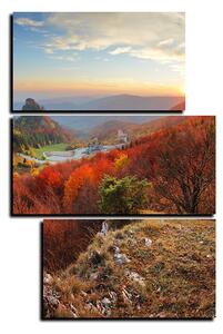 Obraz na plátne - Jesenná krajina pri západe slnka, Slovensko, Vrsatec - obdĺžnik 7260C (105x70 cm)