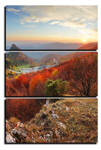Obraz na plátne - Jesenná krajina pri západe slnka, Slovensko, Vrsatec - obdĺžnik 7260B (90x60 cm )