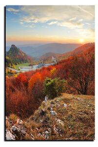 Obraz na plátne - Jesenná krajina pri západe slnka, Slovensko, Vrsatec - obdĺžnik 7260A (90x60 cm )