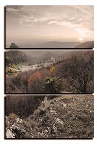 Obraz na plátne - Jesenná krajina pri západe slnka, Slovensko, Vrsatec - obdĺžnik 7260FB (90x60 cm )