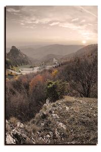 Obraz na plátne - Jesenná krajina pri západe slnka, Slovensko, Vrsatec - obdĺžnik 7260FA (120x80 cm)