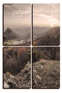 Obraz na plátne - Jesenná krajina pri západe slnka, Slovensko, Vrsatec - obdĺžnik 7260FE (90x60 cm)