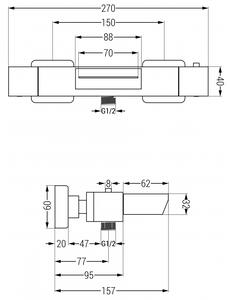 Mexen Cube termostatická vaňová batéria, grafitová čierna - 77360-66