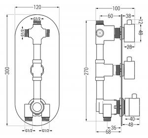 Mexen Kai termostatická vaňovo-sprchová batéria s 3 vývodmi. zlatá - 77603-50