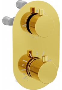 Mexen Kai termostatická vaňovo-sprchová batéria s 3 vývodmi, zlatá - 77602-50