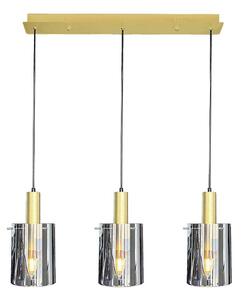 Luster na lanku ARCADIA 3xE27/60W/230V zlatá/dymová