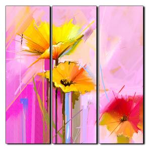 Obraz na plátne - Abstraktná maľba, jarné kvety reprodukcia - štvorec 3269B (75x75 cm)