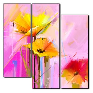 Obraz na plátne - Abstraktná maľba, jarné kvety reprodukcia - štvorec 3269D (75x75 cm)