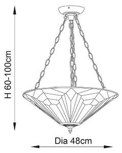 Endon 63936 - Luster na reťazi Tiffany ASTORIA 3xE27/60W/230V pr. 48 cm