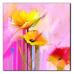 Obraz na plátne - Abstraktná maľba, jarné kvety reprodukcia - štvorec 3269A (50x50 cm)