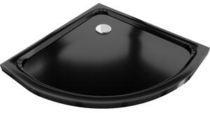 Mexen Flat polkruhová sprchová vanička slim 70 x 70 cm, čierna, sifon chromový- 41707070