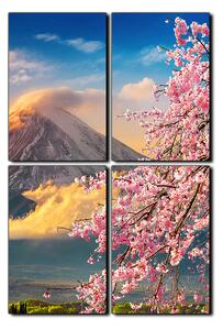 Obraz na plátne - Hora Fuji a čerešňové kvety na jar - obdĺžnik 7266E (90x60 cm)