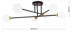 Orion DL 7-786/6 - Prisadený luster SNOWWHITE 6xG9/20W/230V pr. 84 cm čierna/zlatá