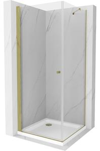 Mexen Pretoria sprchová kabína, kyvné dvere 70 x 70 cm, transparentnéné, zlatá + závesný bidet Flat - 852-070-070-50-00-4010