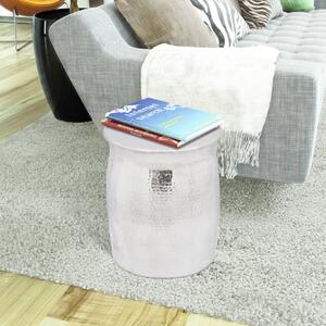 Tepaná hliníková stolička/príručný stolík, strieborná farba