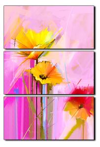 Obraz na plátne - Abstraktná maľba, jarné kvety reprodukcia - obdĺžnik 7269B (90x60 cm )