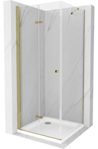 Mexen Lima sprchová kabína, skladacie dvere 90 x 90 cm, transparentnéné, zlatá + závesný bidet Flat - 856-090-090-50-00-4010