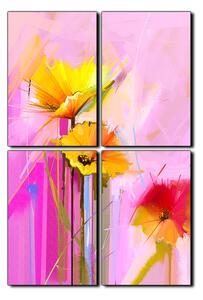 Obraz na plátne - Abstraktná maľba, jarné kvety reprodukcia - obdĺžnik 7269E (90x60 cm)