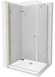 Mexen Lima sprchová kabína, skladacie dvere 100 x 90 cm, transparentnéné, zlatá + závesný bidet Flat - 856-100-090-50-00-4010