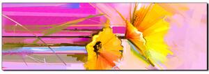 Obraz na plátne - Abstraktná maľba, jarné kvety reprodukcia - panoráma 5269A (105x35 cm)