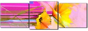 Obraz na plátne - Abstraktná maľba, jarné kvety reprodukcia - panoráma 5269D (150x50 cm)