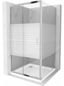 Mexen Apia sprchová kabína, posuvné dvere 90 x 90 cm, pruhy, chrómová + závesný bidet Flat - 840-090-090-01-20-4010