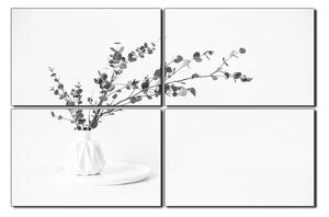 Obraz na plátne - Vetva eukalyptu v bielej váze na bielom pozadí 1272QE (90x60 cm)