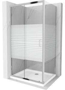 Mexen Apia sprchová kabína, posuvné dvere 90 x 70 cm, pruhy, chrómová + závesný bidet Flat - 840-090-070-01-20-4010