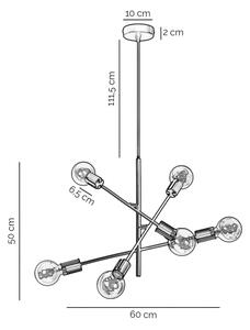 ONLI - Luster na lanku CROSS 6xE27/22W/230V čierna/mosadz