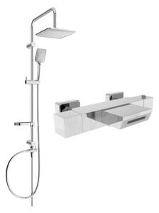Mexen Sven vaňovo-sprchová podomietková súprava s dažďovými tryskami a vaňovou termostatickou batériou Cube, chrómová