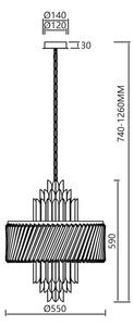 Luster na reťazi MARGOT 9xE14/40W/230V pr. 55 cm zlatá