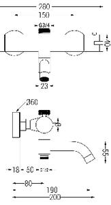Mexen Tord vaňovo-sprchová súprava s dažďovými tryskami a vaňovo-sprchovou batériou Kai, čierna - 77900200-70