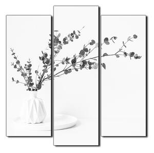 Obraz na plátne - Vetva eukalyptu v bielej váze na bielom pozadí - štvorec 3272QC (75x75 cm)