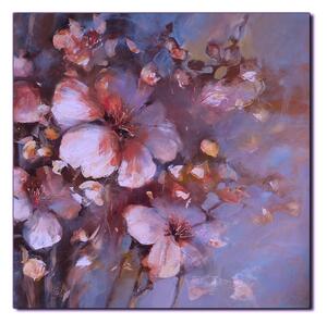Obraz na plátne - Kvet mandlí, reprodukcia ručnej maľby - štvorec 3273FA (50x50 cm)